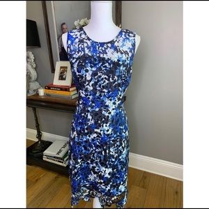 T Tahari Lincoln Blue Lace Sleeveless Dress L